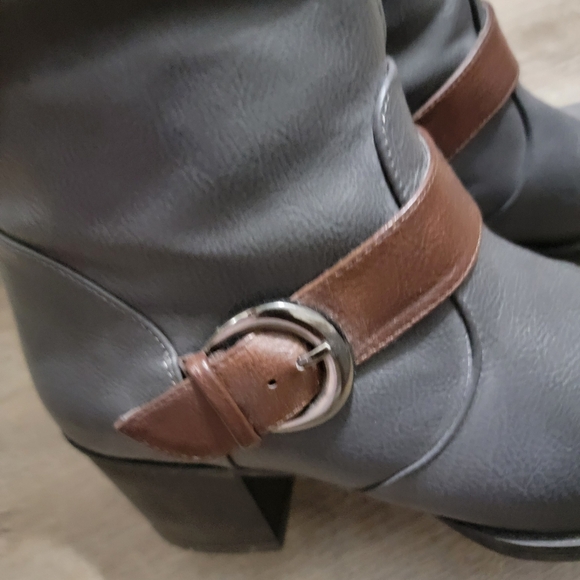 Natural Sole by Naturalizer mid-calf "Zahara" Woman's Riding Boots Size 9M Gray - Picture 5 of 11